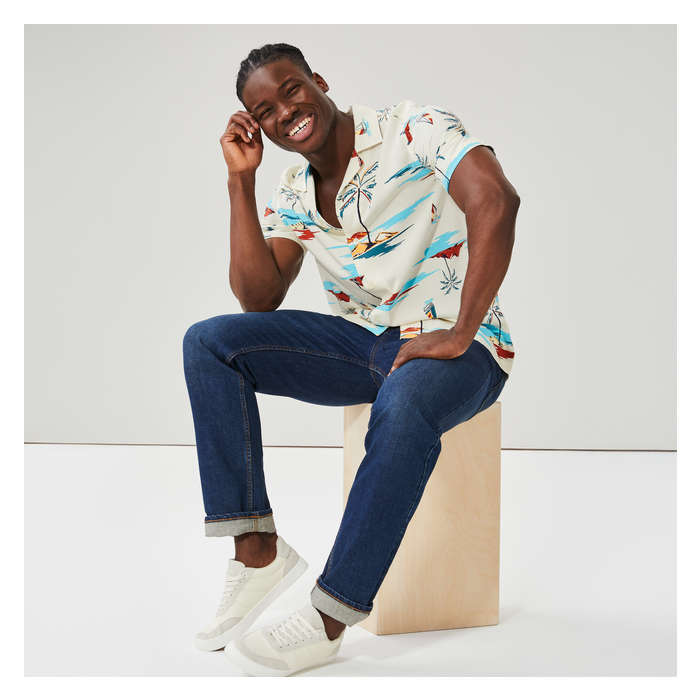 Men's Camp Collar Button-Up Shirt